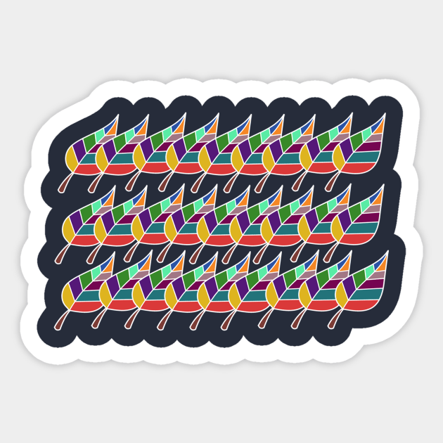 Colorful Leaves Pattern Sticker by Girona